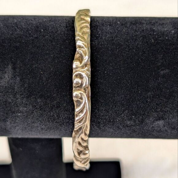 Vintage Taxco Mexico 925 Sterling Silver Scroll Bangle Bracelet - Picture 1 of 9